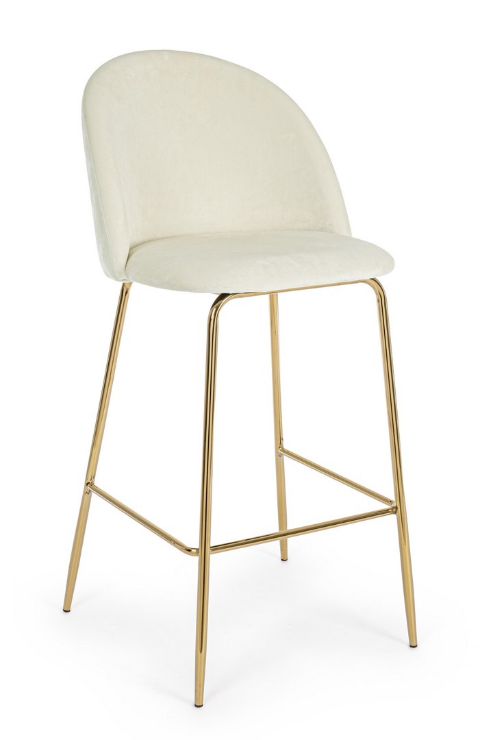 Sgabello bar Cary bianco/oro