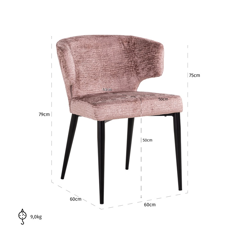Sedia tessuto ignifugo rosa pallido - immagine 3