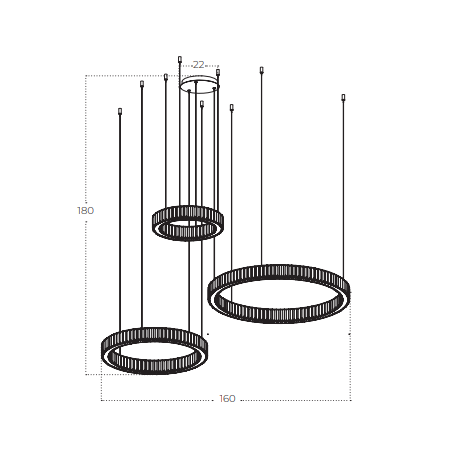 Sospensione Spark silver 3 pendenti ⌀40/60/80cm - immagine 3