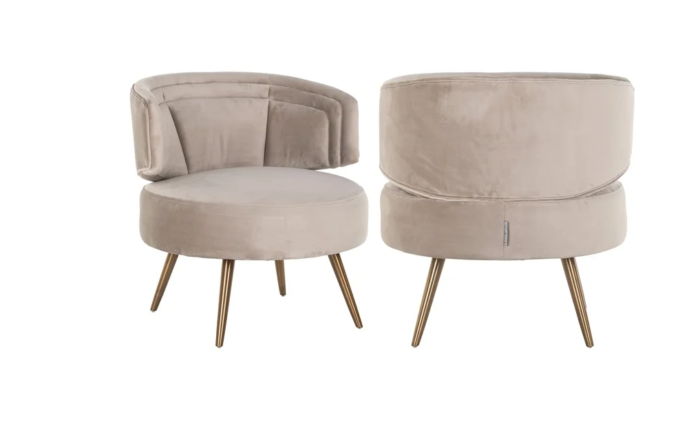 Poltrona Halez velluto beige ignifugo