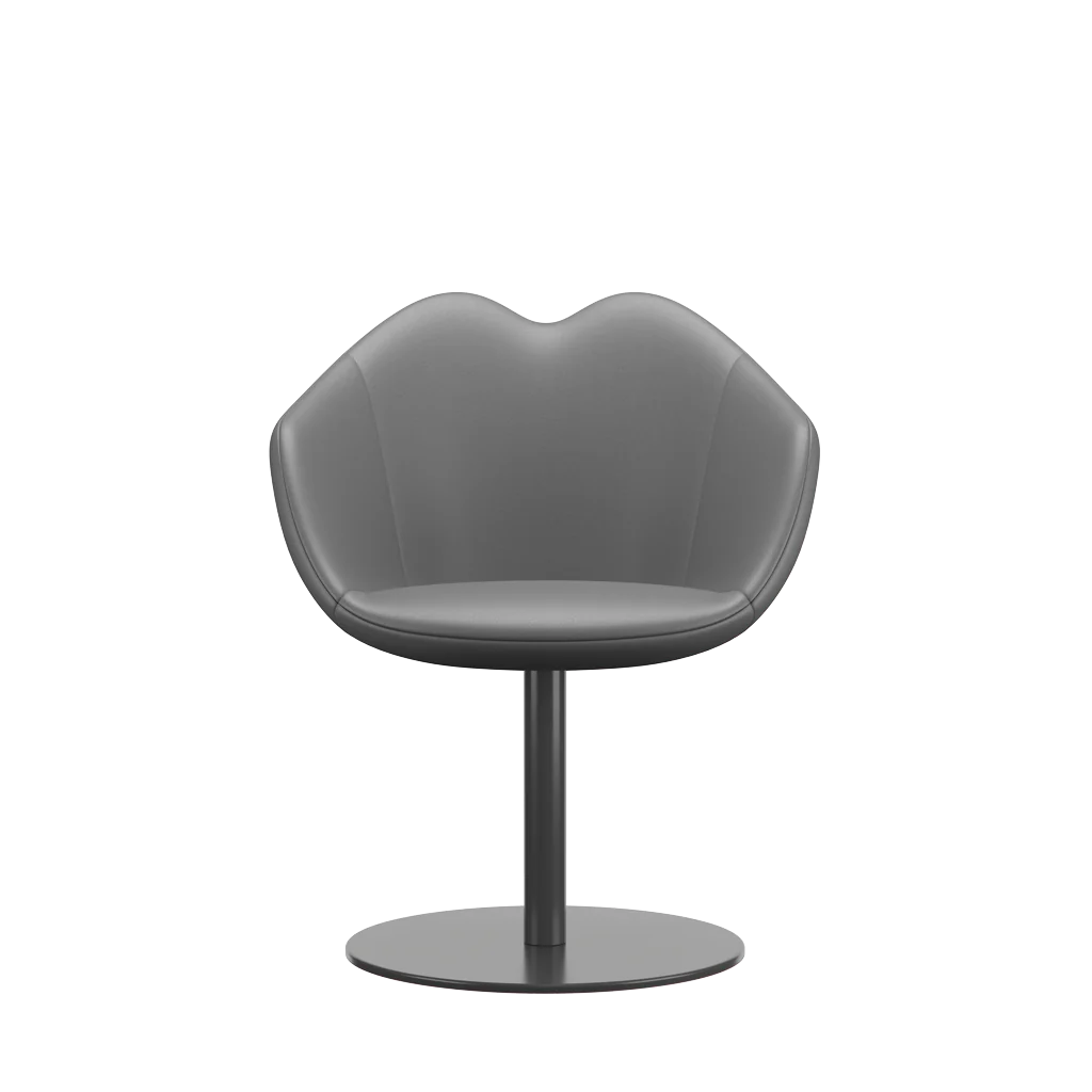 Sedia Lips in pelle grigio scuro