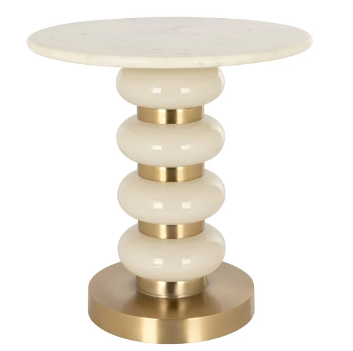 tavolino sfere oro e bianche