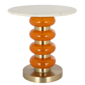 tavolino sfere oro e arancione