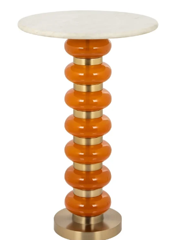 tavolino alto sfere oro e arancione