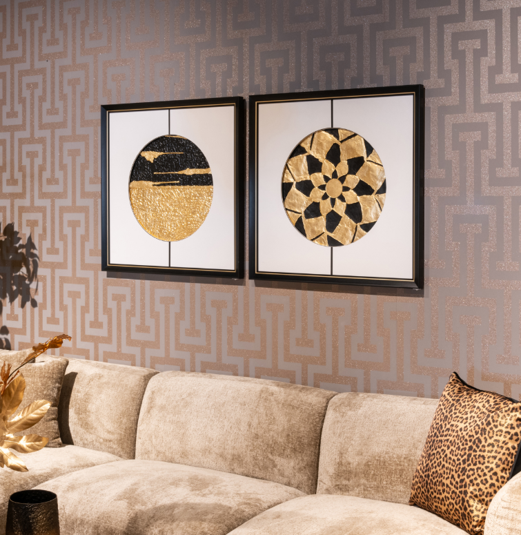 WALL ART SUN BLACK/GOLD