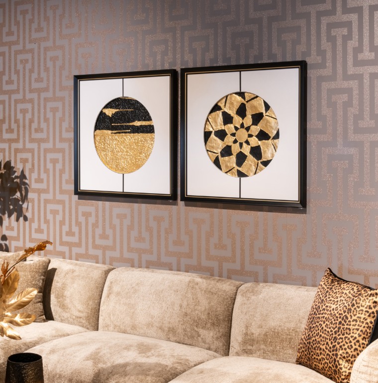 WALL ART MOON BLACK/GOLD